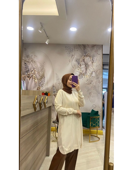 İnvee Vanilya Yanları Şifonlu Tunik 5860