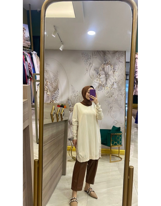 İnvee Vanilya Yanları Şifonlu Tunik 5860