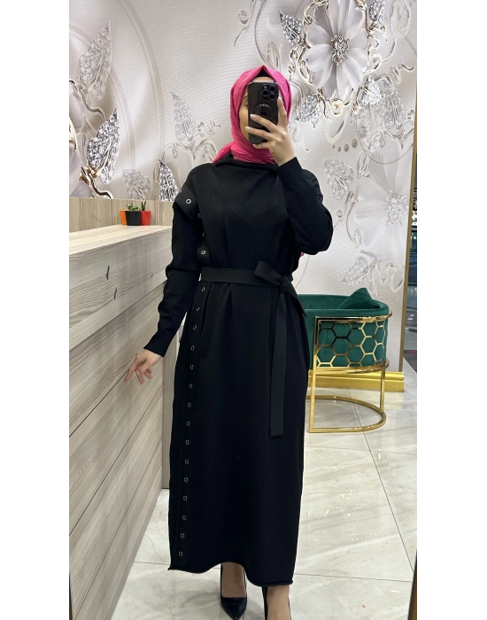 Misswhence 34817 Siyah Merserize Elbise