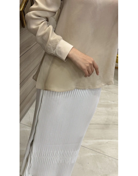 Misswhence Pliseli Etek ekru