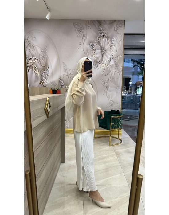 Misswhence Pliseli Etek ekru