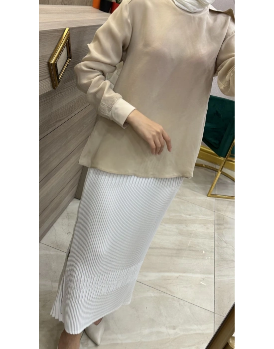 Misswhence Pliseli Etek ekru
