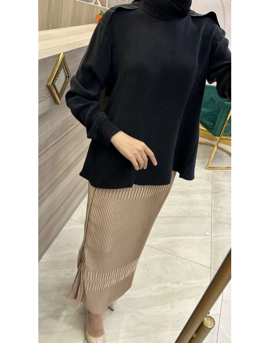 Misswhence Pliseli Etek Kayısı Rengi