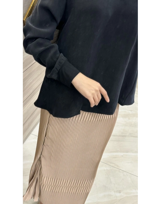 Misswhence Pliseli Etek Kayısı Rengi