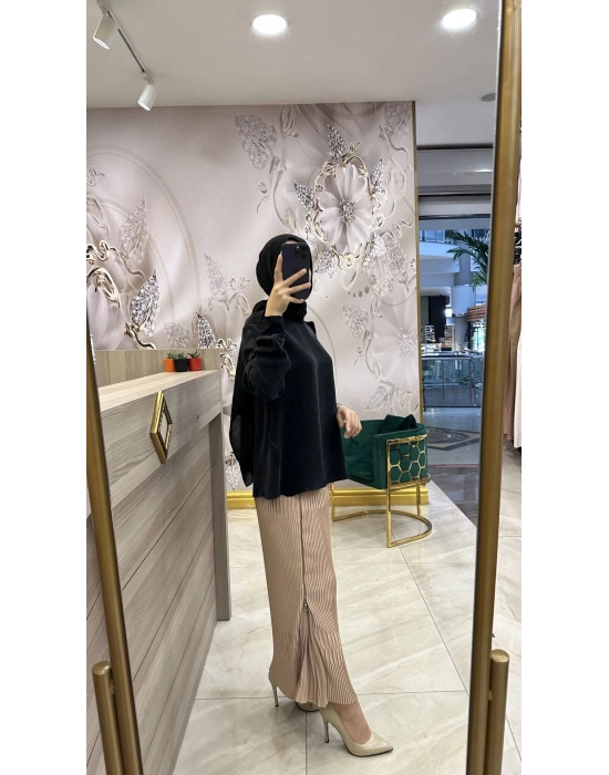 Misswhence Pliseli Etek Kayısı Rengi