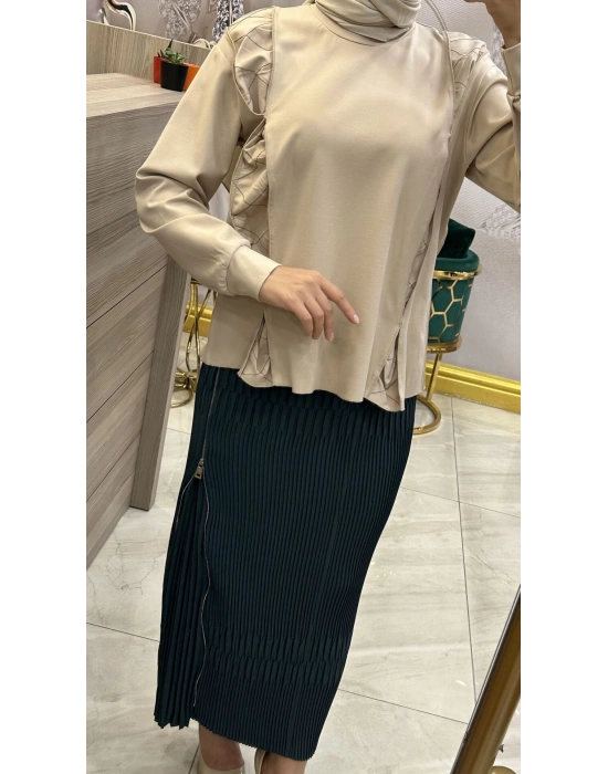 Misswhence Pliseli Etek Zümrüt