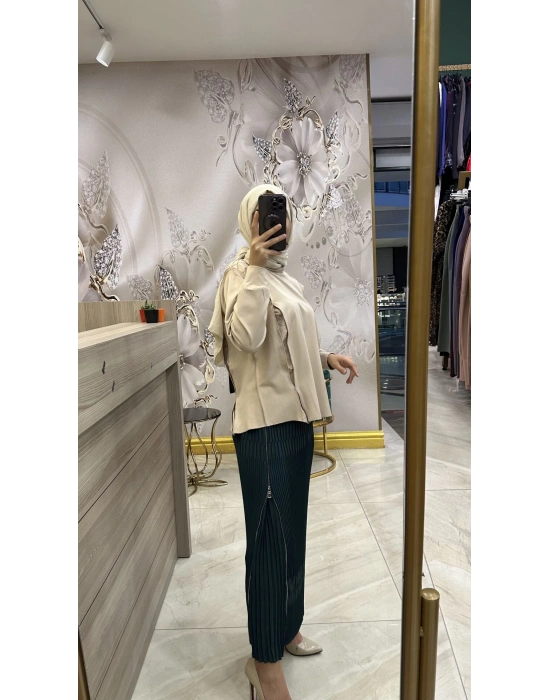 Misswhence Pliseli Etek Zümrüt