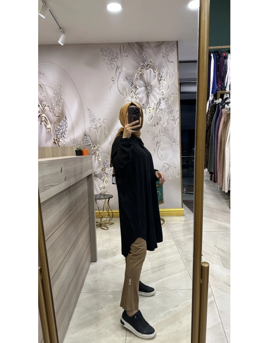 Misswhence Yandan Fermuarlı Pantolon Taba