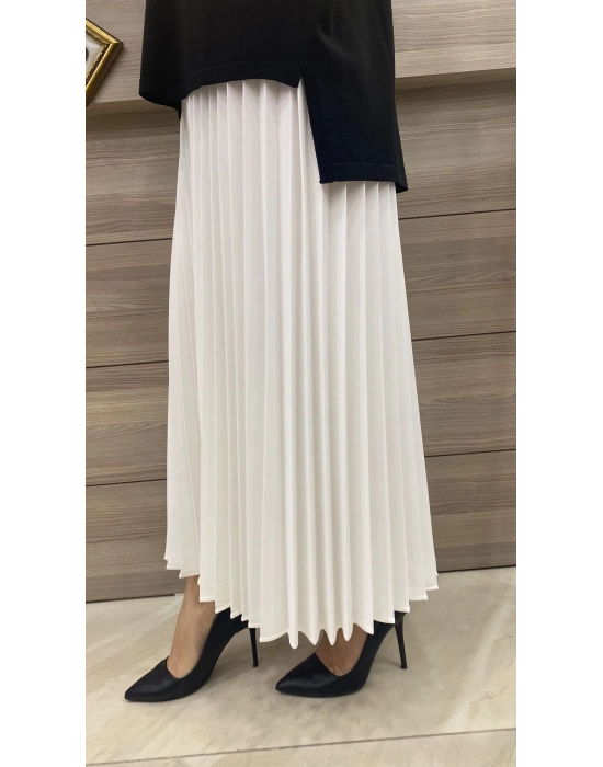 Niqozza Pliseli Etek Ekru