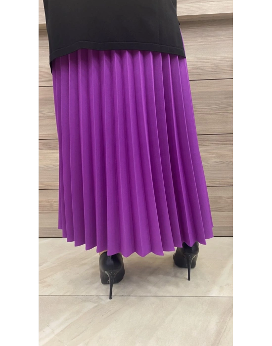 Niqozza Pliseli Etek Fuşya