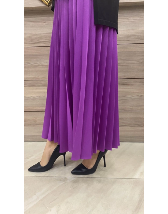 Niqozza Pliseli Etek Fuşya