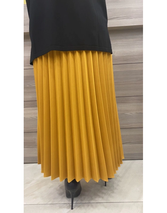 Niqozza Pliseli Etek Hardal