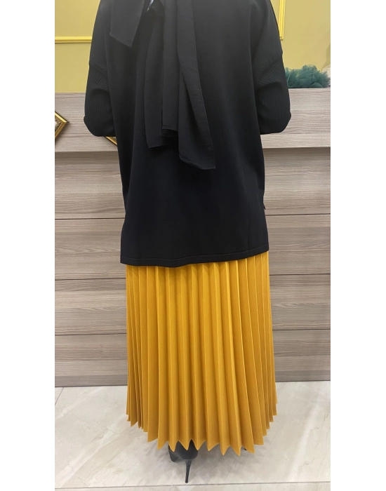 Niqozza Pliseli Etek Hardal