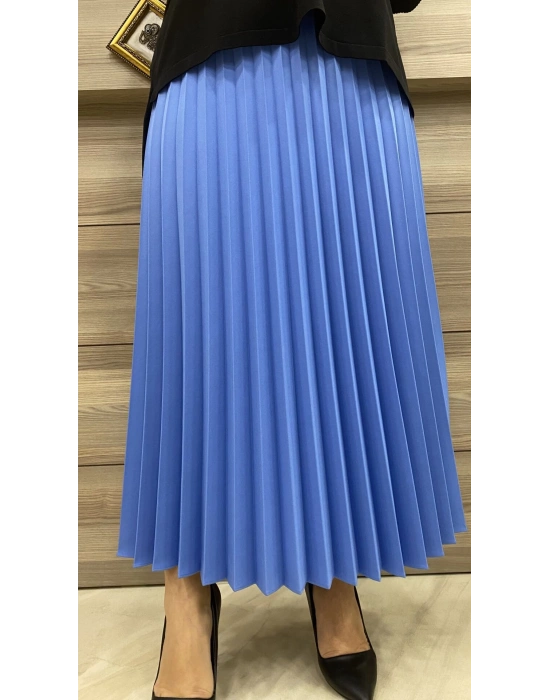 Niqozza Pliseli Etek Mavi