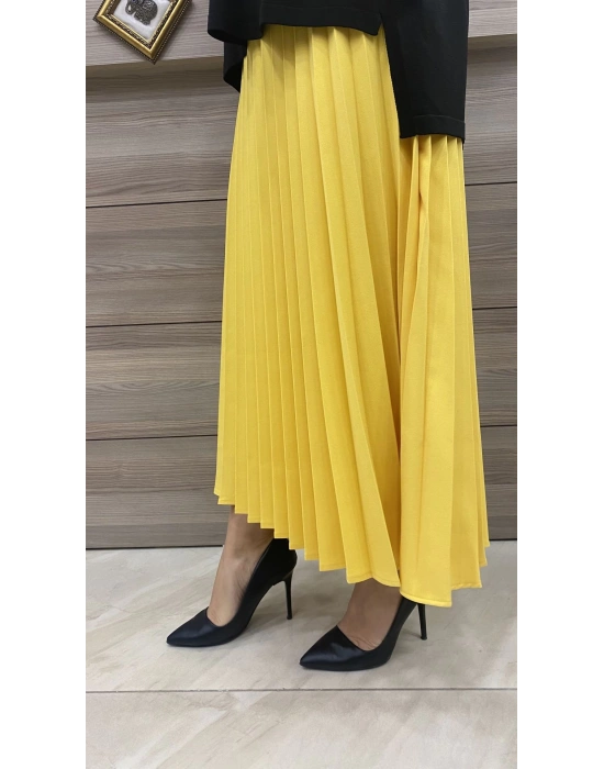 Niqozza Pliseli Etek Sarı