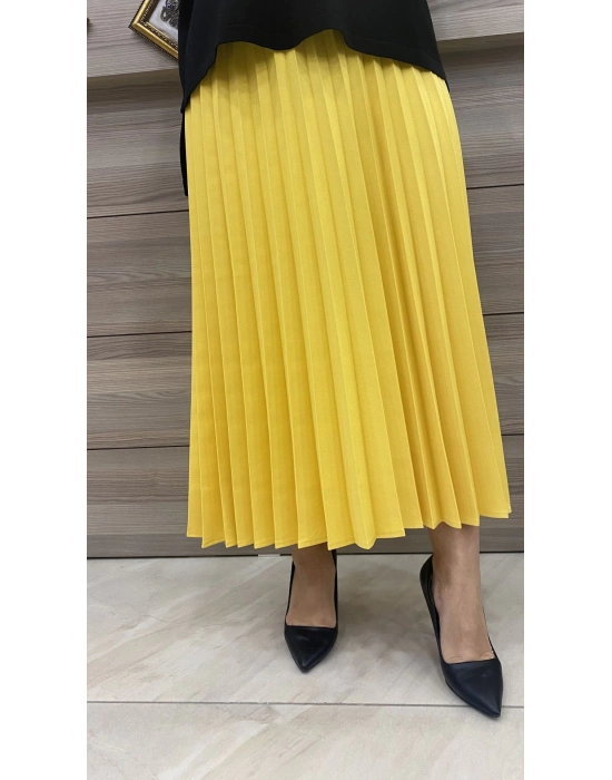 Niqozza Pliseli Etek Sarı
