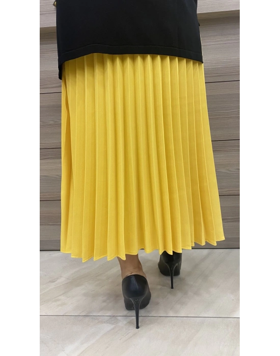 Niqozza Pliseli Etek Sarı