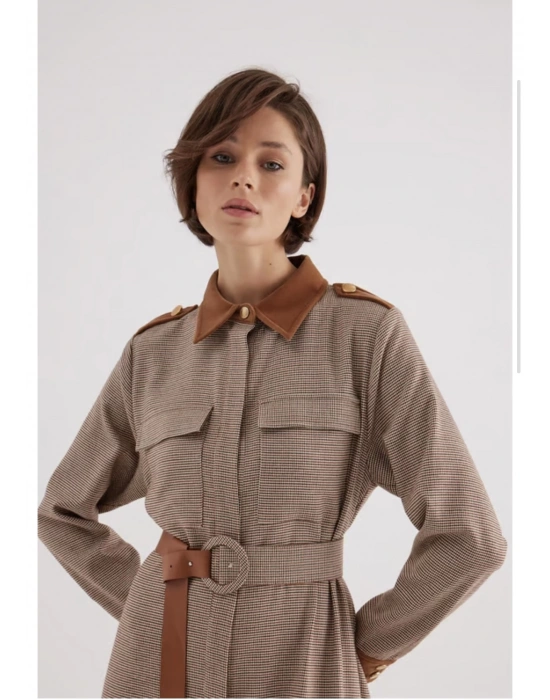 Niqozza Tiara Yakası Kadife Elbise