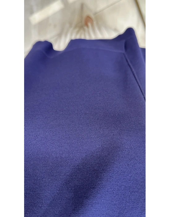 NS-25Y3011 Kolları Desenli Tunik Lacivert