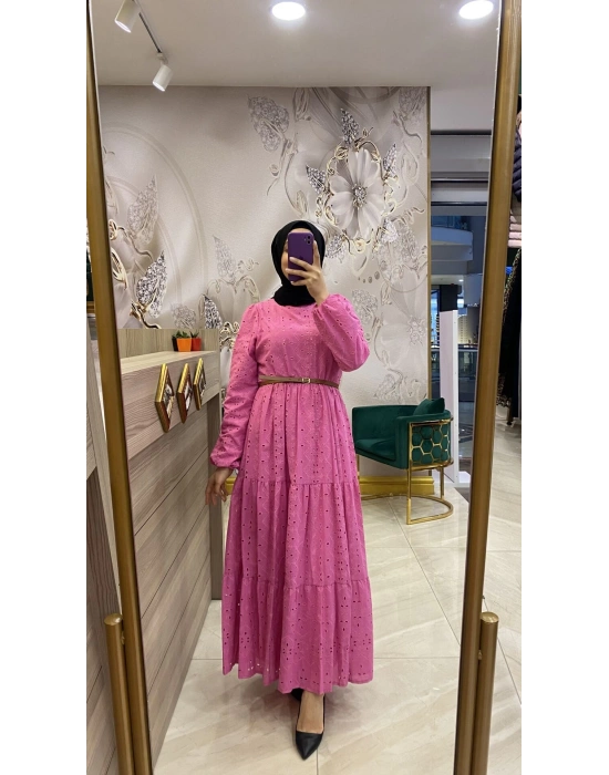 Nurcan Çetin Brode Elbise Pembe