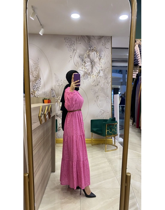 Nurcan Çetin Brode Elbise Pembe