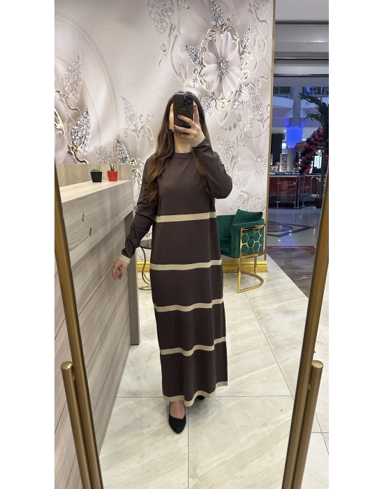 Nuss 1400 Elbise Kahve-Bej