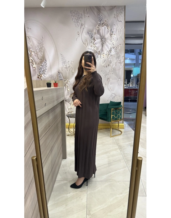 Nuss 1401 Elbise Kahverengi