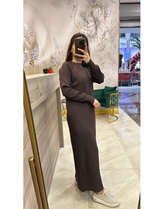 Nuss 1403 Elbise Kahverengi