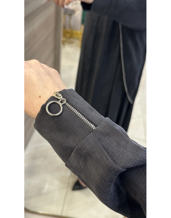 QEFFA 069 İpek Liosel Siyah Ferace Salaş Elbise