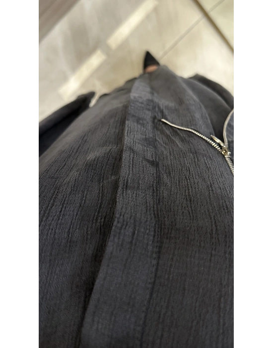 QEFFA 069 İpek Liosel Siyah Ferace Salaş Elbise