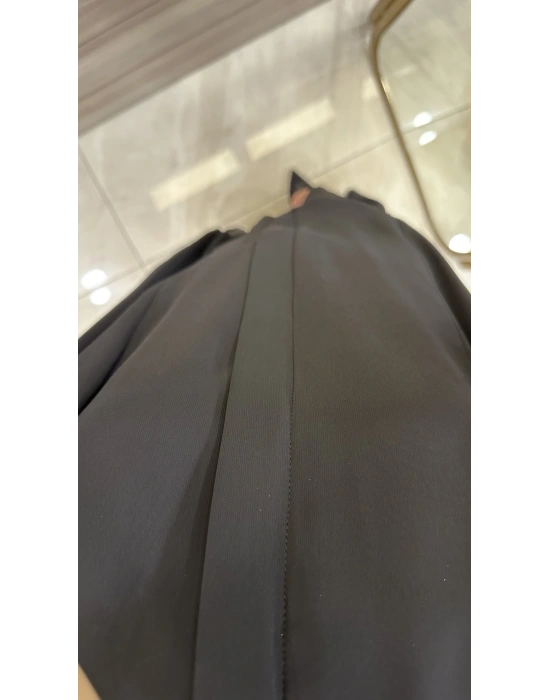 QEFFA 138 Şifon Krep Abaya Siyah