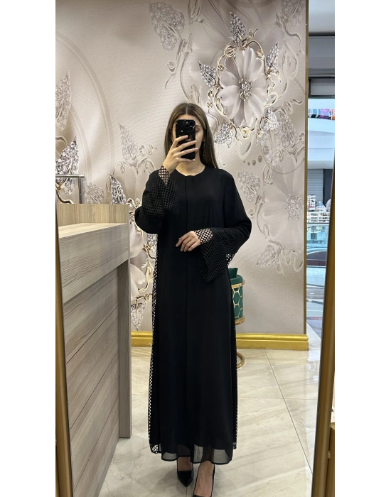 QEFFA 193 ŞifonKrep Abaya Siyah