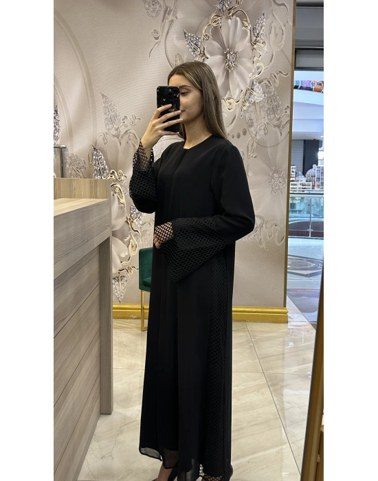 QEFFA 193 ŞifonKrep Abaya Siyah