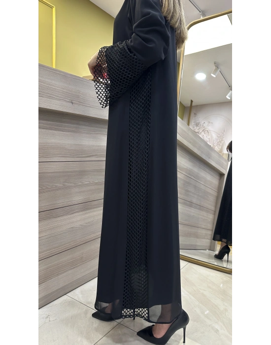 QEFFA 193 ŞifonKrep Abaya Siyah