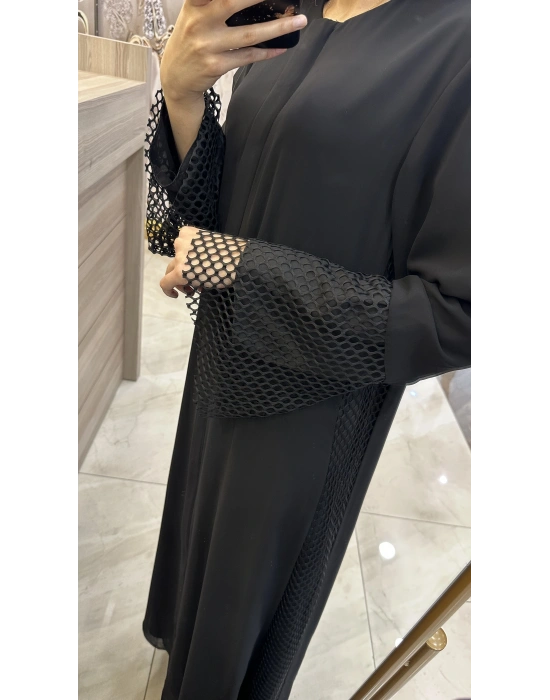 QEFFA 193 ŞifonKrep Abaya Siyah