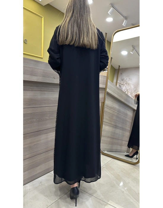 QEFFA 193 ŞifonKrep Abaya Siyah
