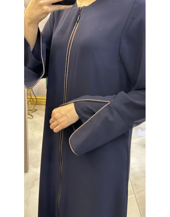 QEFFA 196 Şifon Krep Abaya Lacivert