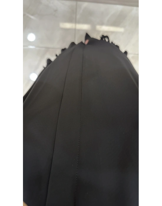 QEFFA 202 Şifon Krep Abaya Siyah