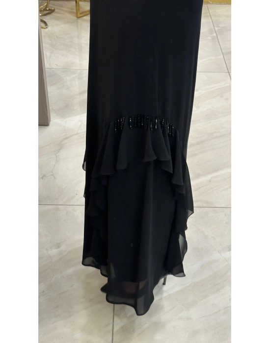 QEFFA 202 Şifon Krep Abaya Siyah