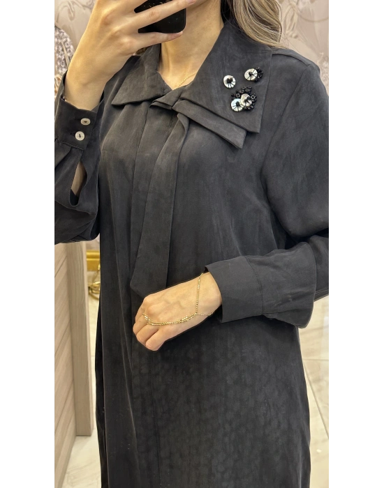 QEFFA 104 İpek Liosel Tunik Siyah