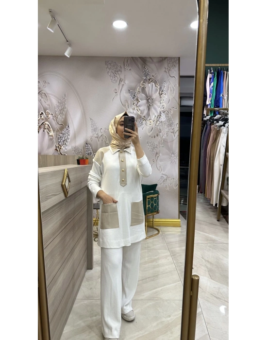 Qupra Ekru İkili Takım