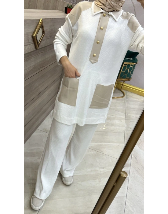 Qupra Ekru İkili Takım