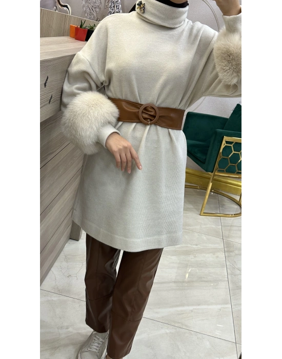 Qupra Kolları Kürklü Tunik