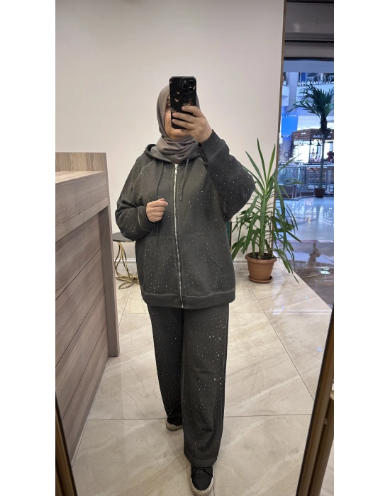 Taşlı İkili Takım Gri