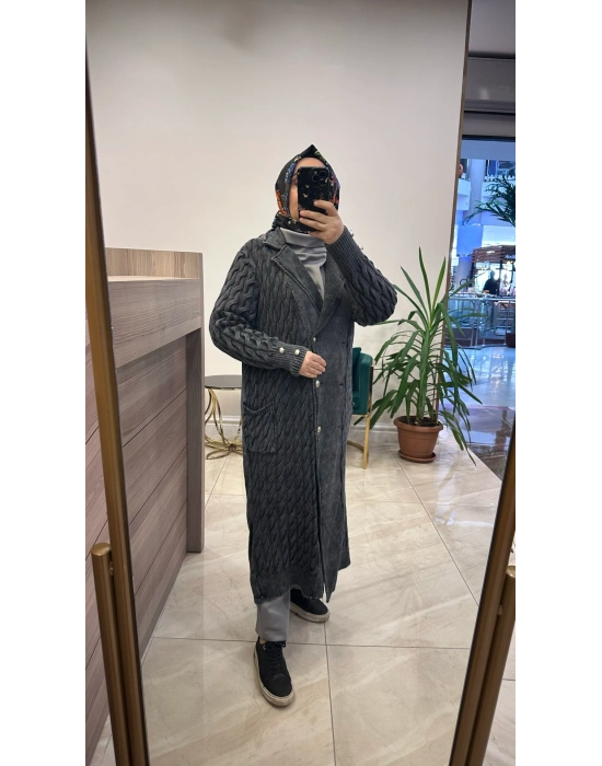 Triko Detaylı Kap Antrasit