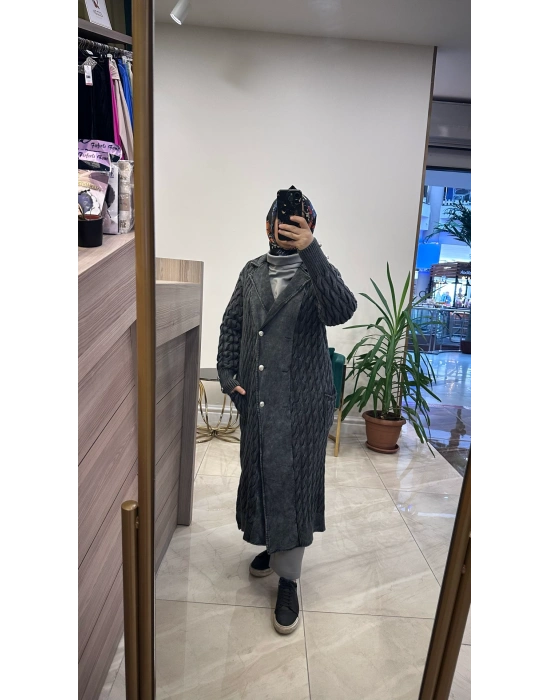 Triko Detaylı Kap Antrasit