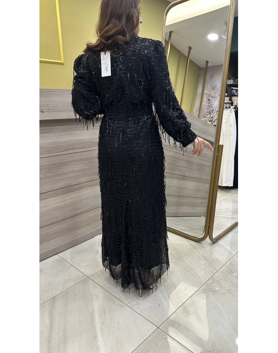 Venöve 24SSELB0007 Siyah Payetli Elbise