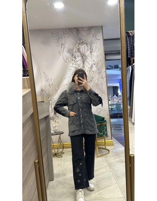 Venöve 25FWCEK0029 Gri Mone Ceket