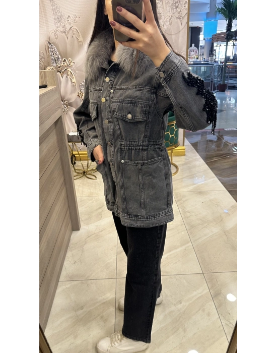 Venöve 25FWCEK0029 Gri Mone Ceket