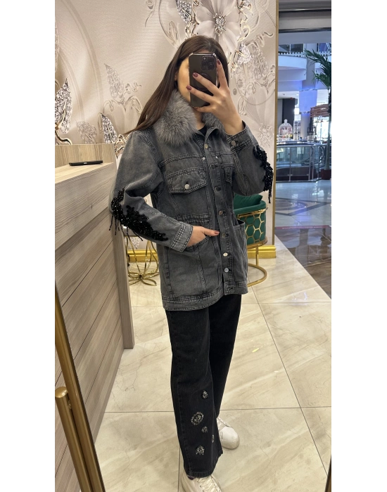 Venöve 25FWCEK0029 Gri Mone Ceket